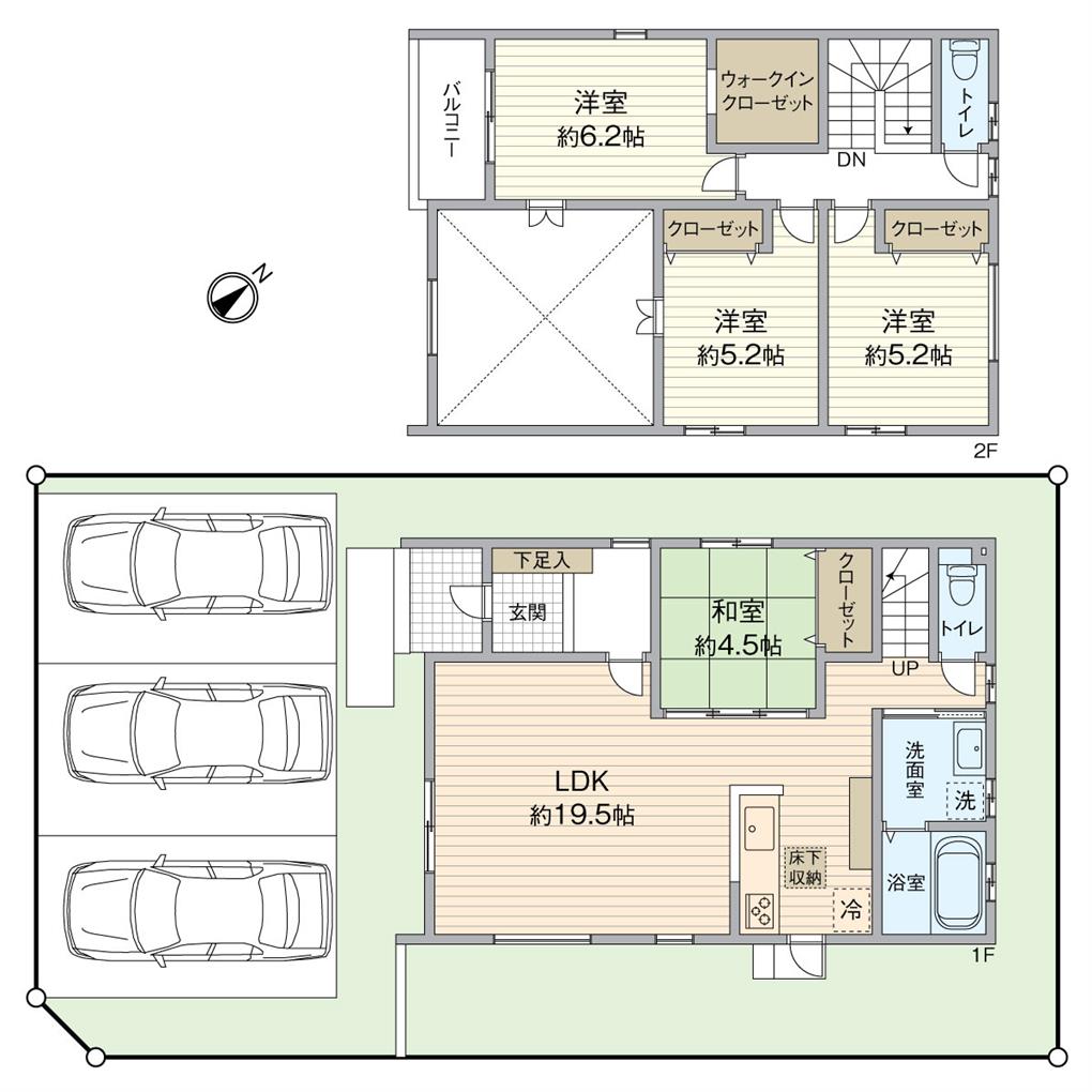 朽網東2丁目新築戸建【2号地】 間取り図