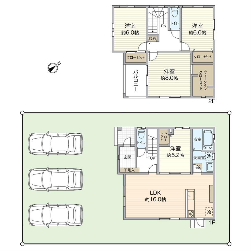 朽網東2丁目新築戸建【３号地】 間取り図