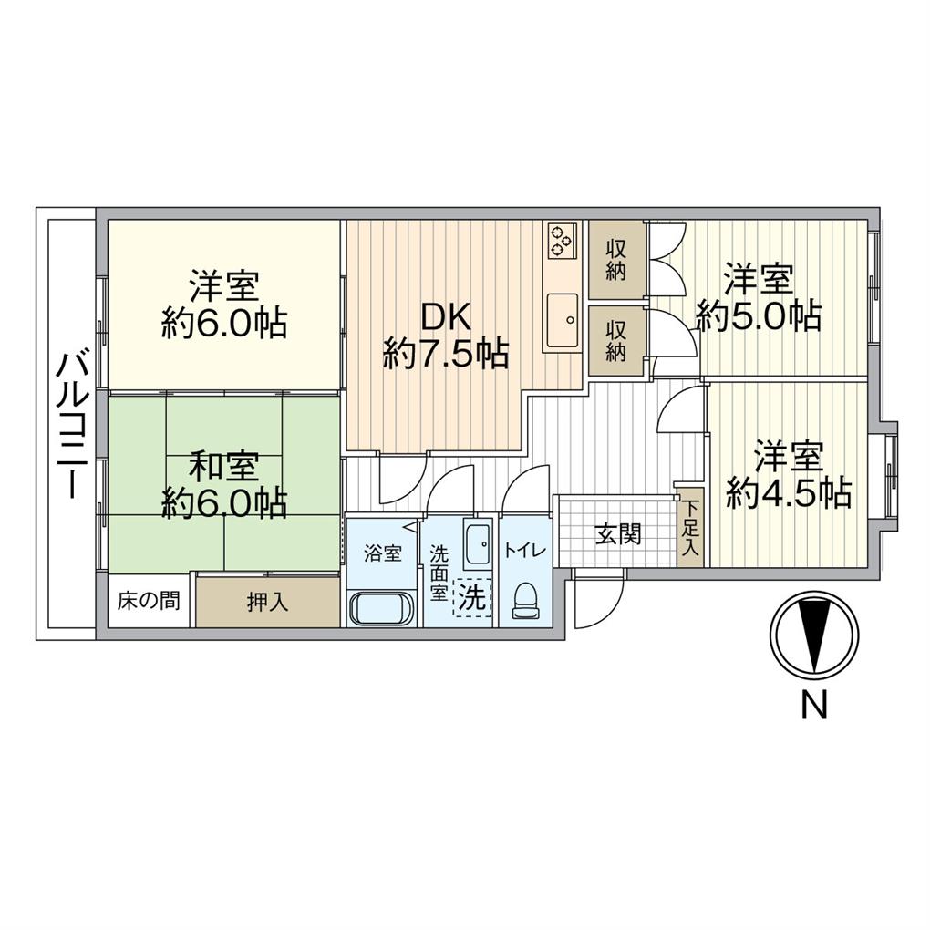 サンライフ大里B棟 間取り図