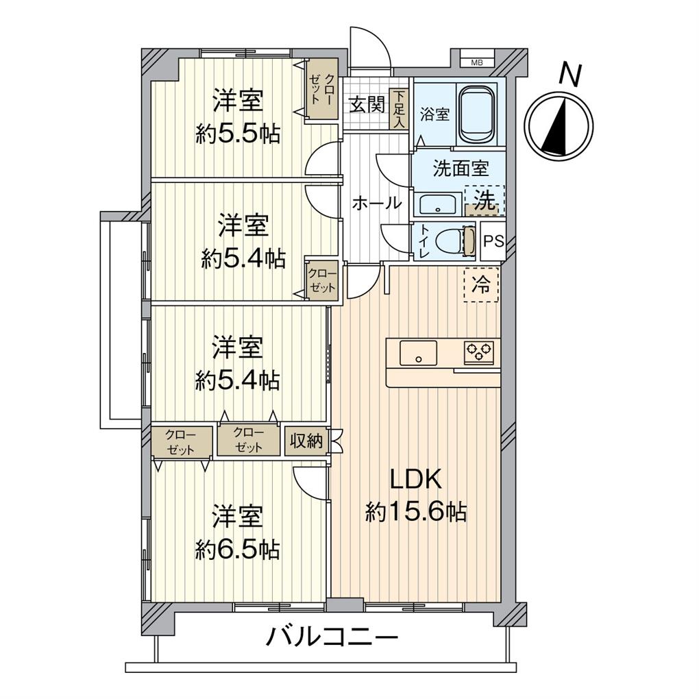 ホワイトキャッスル第二下到津A棟 間取り図