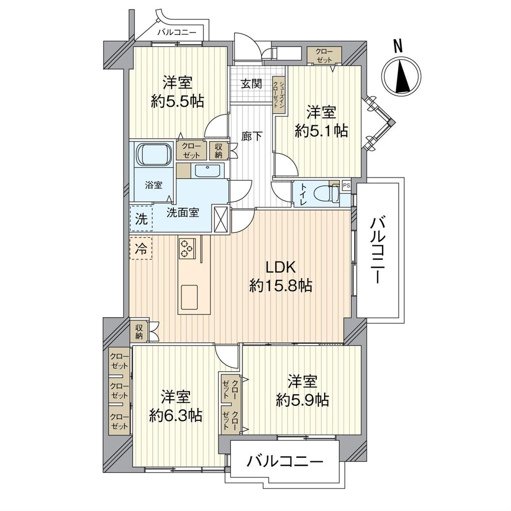 アールフォーレ到津オブジェⅠ 間取り図