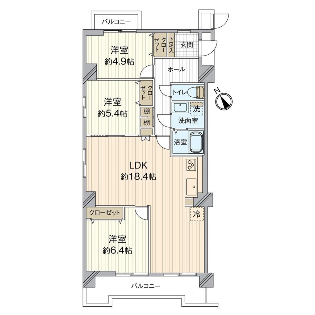 サンライフ三萩野A棟 間取り図